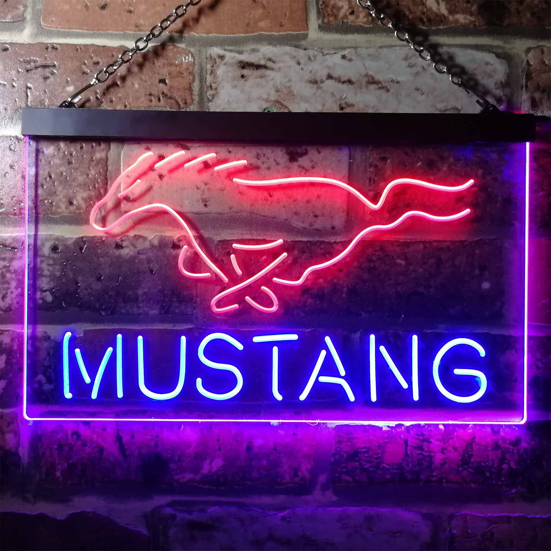 Ford Mustang Horse 2 Dual LED Neon Light Sign